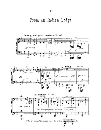 A score for Edward MacDowell's "From an Indian Lodge" for piano.