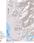 Density distribution map showing counted lithics density east of Shkodër Lake. Core distribution near Kodër Boks.