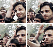 Bucky moves from smiling to looking away