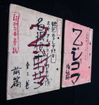 Photograph of worn booklets with various calligraphy.