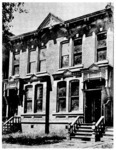 The Bagley Avenue residence of the Fords (1893–1897) and their succeeding residence on East Alex andrine Avenue. Clara and Edsel are seated on the stairs. Date, about June, 1897