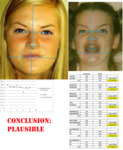 Images of Goldenberger in 2015 and as Berks are placed side by side with an accompanying chart and spreadsheet to show the similarities in facial structure. Bold red text reads, “Conclusion: plausible.”