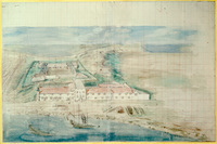 Bird's-Eye View of Fort Zeelandia and Warehouses, 1635