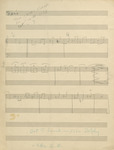 A hand-­written lead sheet for the piano part to Eric Dolphy’s “Out to Lunch.” The melody is written in pencil on staff paper. In the upper left hand corner, under the word “Piano,” is written: “Thurs—­6:30 : 9:00 AM/Fri—­12:30 20:30/SAT—­?” The sixth bar of the melody is scratched out.