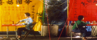 calligraphy on large banners at chinese fortune telling stalls