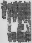 Dossier administratif; Arsinoïte, meris d’ Hèrakleidès, terminus post quem 145 p.C. Black and white image of a piece of papyrus with writing on it.