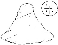 Fig 80: Inscribed Material from Bīr Shawīsh 19 shows a jar lid with a cross and four dots. The disc surface is slightly convex and the perimeter round. It has a dimension of height 5 cm and maximum diameter of 6.6 cm.