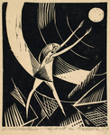 Figure 3 depicts a figure with eyes closed reaching toward the moon. There are abstract shapes in the background and curved lines spreading out from the moon.