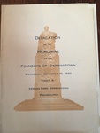 Color photograph of pamphlet regarding the dedication of the Pastorius Monument.