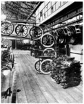 Overhead conveyors carrying wheels, fenders, and running boards to be attached to the chassis; the Highland Park Plant about 1914