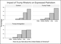 This plot shows the results of exposure to the experimental stimuli for all three conditions for patriotism.