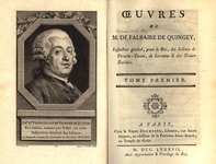 Charles Georges Fenouillot de Falbaire de Quingey. This engraved portrait, by Augustin de St. Albin from a drawing by Nicolas Cochin, appeared as the frontispiece to Oeuvres de M. de Falbaire de Quingey (Paris: Duchesne, 1787); it is reproduced here courtesy of Columbia University, Butler Library [843 F363 I, v. 1].