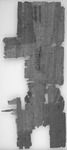 Petition wegen Verdrängungaus dem Erbteil; Chnothis (Herakleopolites), 7.–8. Juli 137 v. Chr. Black and white image of the back of a piece of papyrus with writing on it.