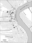 Figure 13. 1822 Map of New Orleans that identifies state funded schools (3), non-­state funded schools (14), non-­state funded schools for children of color (2).