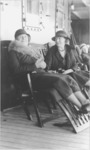 Helen Keller and Polly Thomson aboard ship en route to Scotland, 1930.