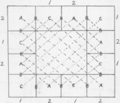 Figure 18 Ostia, III, xvii, 5, Caseggiato di Bacco e Arianna, tablinum, diagram of rosette center motifs.