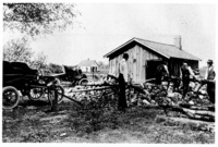 The Model A used as a power unit to saw wood. Photograph taken at the Bryant homestead