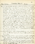 A page of Francis Kelsey's diary dated Tuesday May 9.