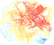 Colored rendering of the dual structure in the axial map of Baghdad.