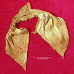 A photo of a cotton cloth that held fragments of maize.