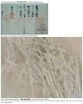 The upper photo shows an original material, and the lower photo shows a frayed part.