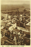 Sepia photograph from the top of casbah looking down toward the sea.