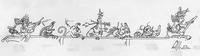 Inscriptions on bone from the Late Classic Era Mayan burial site at Tikal (c. 800–c. 1000 CE), redrawn by Linda Schele, artist and Mesoamerican scholar. These and several other images document Mayan canoe transport.