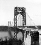 The bridge spans the Hudson River connecting Fort Lee in New Jersey with Washington Heights in New York.