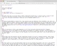 Screenshot of HTML for Daring Fireball blog post