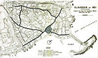 Map of Ottoman Algiers with its main roads shown in bold lines.