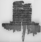 Fragment unbestimmten Inhalts; Herakleopolites, 137? v.Chr. Black and white image of the front of a piece of papyrus with writing on it.