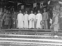 The KMT Political Council, Guangzhou, July 1925. From left to right in the front row: Zhu Peide 朱培德 (in military uniform), Wang Jingwei, Hu Hanmin 胡漢民, Wu Chaoshu 伍朝樞, Liao Zhongkai 廖仲愷, and Chen Youren 陳友仁 (in military uniform). Mikhail Borodin and Vasily Blyukher (“Galen”) are in the second row. Photograph by Fu Bingchang. Image courtesy of C. H. Foo, Y. W. Foo, and Special Collections, University of Bristol Library (www.hpcbristol.net).