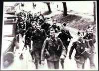 On the march from Poland to the front, 1941, the march discipline of the Spanish volunteers produced the first of several poor impressions on the part of the German liaison personnel and higher commanders. Spanish Army Museum, Madrid.