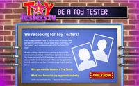 Figure 5.2. The image reads “We're looking for toy testers” and invites children aged 4 to 15 who live in the UK to fill out an application to participate. YouTube video with their applications.
