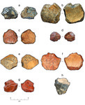 Eight sets of drawings of Middle Paleolithic artifacts showing texture and directions of flake removals through arrowheads.