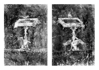 View PDF (14.2 MB), titled "Fig. 8.15. Viridario 20, particolari delle raffigurazioni di sfingi alate che sorreggono fontane dei pannelli settentrionali delle pareti est (a destra) e ovest (a sinistra). Photo: SAP De Franciscis  9.80; 9.86."