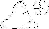 Fig 87b: Inscribed Material from Bīr Shawīsh 29 shows a jar lid with a cross. It has a dimension of height 4.0 cm (87b) and maximum diameter of 5.5 cm (87a).