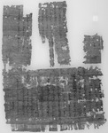 Drafts of a petition concerning reconstruction of a propylon; Oxyrhynchos, 5 BCE. Black and white image of a piece of papyrus with writing on it.