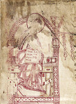 A tan piece of parchment shows an illustration.