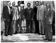 22. Upper Right. "The Team," August, 1950. LEFT TO RIGHT: Delmar S. Harder, Lewis D. Crusoe, Henry Ford II, Ernest R. Breech, Theodore N. Yntemna, John S. Bugas, and Harold T. Youngren