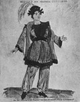 Drawing of Mrs. Barnes as Aladdin in a costume