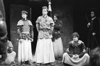Fig. 12 Queen Margaret (Ruth Mitchell), Henry VI (Jonathan Firth), soldier (Tam Williams), and Edward, Prince of Wales (Tom Walker) in Katie Mitchell’s 1994 Royal Shakespeare Company production of Henry VI: The Battle for the Throne.