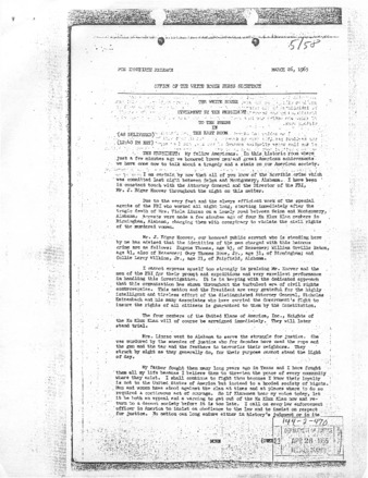 View PDF (2.43 MB), titled "President Johnson March 26, 1965 Statement"