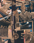 A large photo collage about the political events of 1919 made of magazine cuttings of figures, scenes, and German words. Many figures have their heads on different bodies. Höch mocks two political leaders in the composition’s center by featuring them with flowers coming out of their swim trunks.