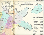 Postwar planning map of German political divisions and populations.