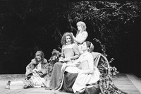 Fig. 3. Maria (Sheridan Fitzgerald), Princess (Carmen du Sautoy), Katherine (Avril Carson), and Rosaline (Jane Lapotaire) in Act 2, Scene 1 of John Barton’s 1978 Royal Shakespeare Company production of Love’s Labour’s Lost.