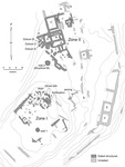 Fig. 7. Plan of the site of Cetamura del Chianti, showing the well from which the pottery under study was recovered and the surrounding site.