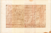 Fig. 2.6. Atrium 5, east wall, watercolor recording preparatory sketch under fresco layer. Watercolor: M. Oliva.