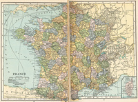Map: France, 1921. From Putnam's Handy Volume Atlas of the World. Published by G.P. Putnam's Sons, New York and London, 1921.