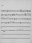 A hand-­written lead sheet for the trumpet part to Eric Dolphy’s “Out to Lunch.” The melody is written in pencil on staff paper, and a synthetic scale appears at the bottom under the word “scale.”